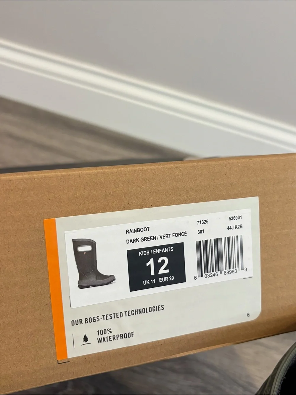 Bogs Kids Olive Green Waterproof Pull-On Rain Boots Size 12
